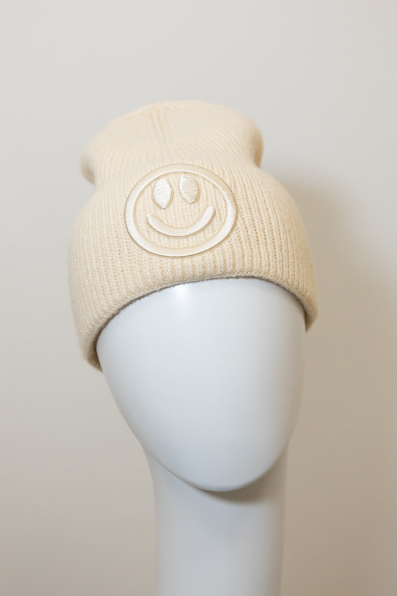 Smiley Face Embroidered Beanie