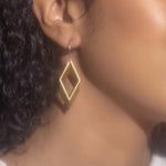 Load image into Gallery viewer, Open Brass Diamond Earrings
