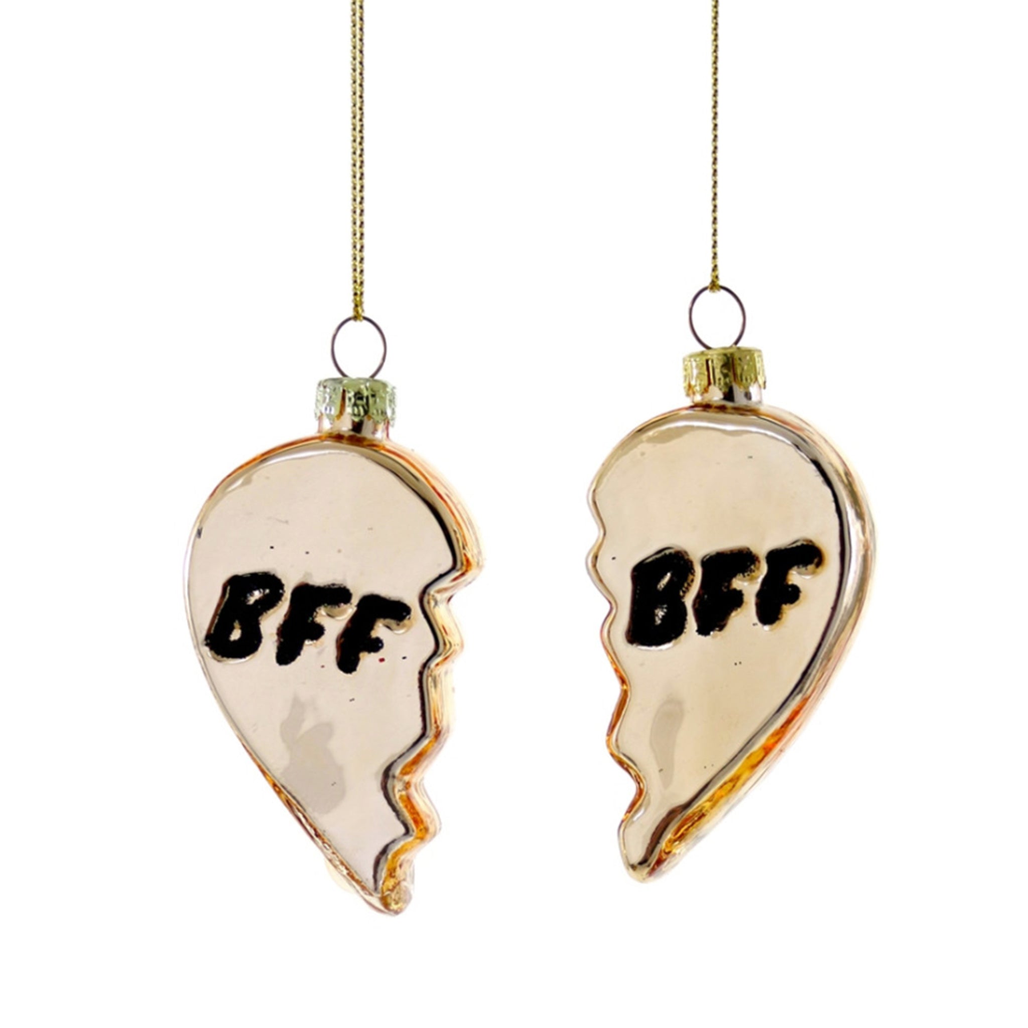 BFF Gold Heart Ornament Set