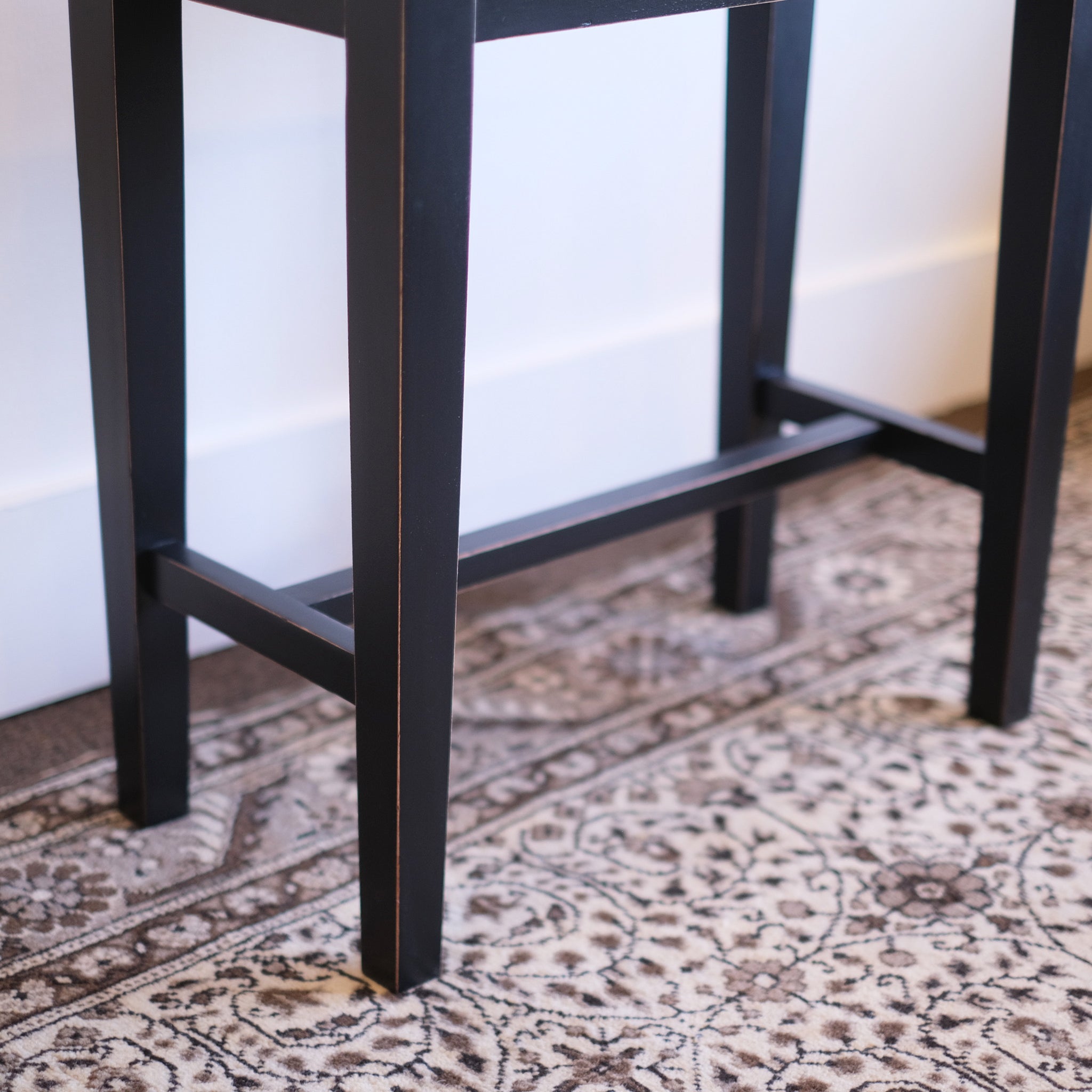 Black Slanted Side Table – Walnut & Wool