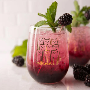 Cat Stemless Wine Glass