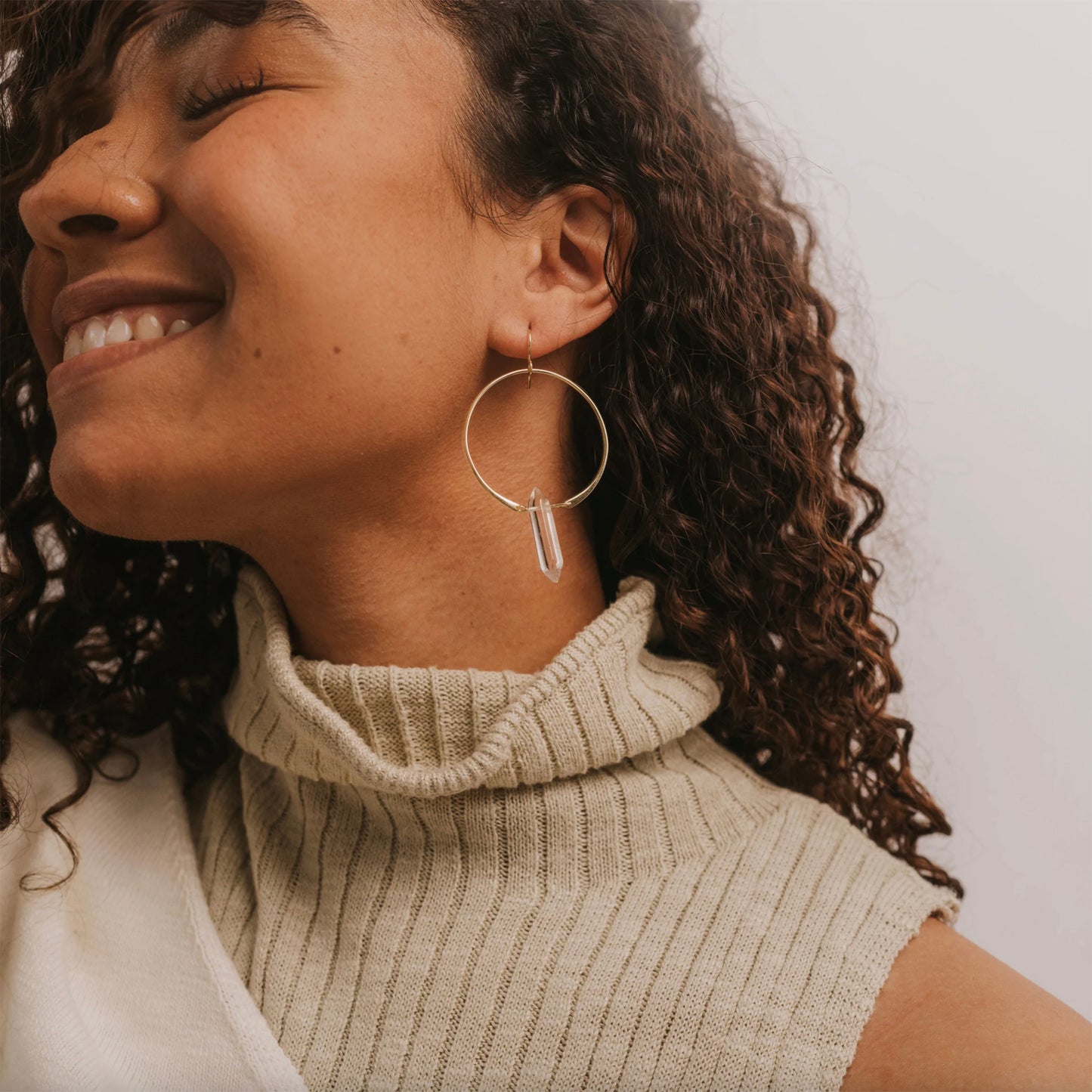 Crystal Gold Hoop Earrings