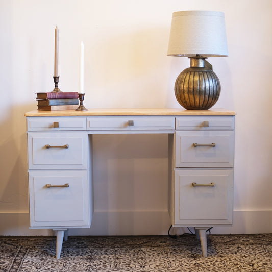 Gray Linen MCM Desk