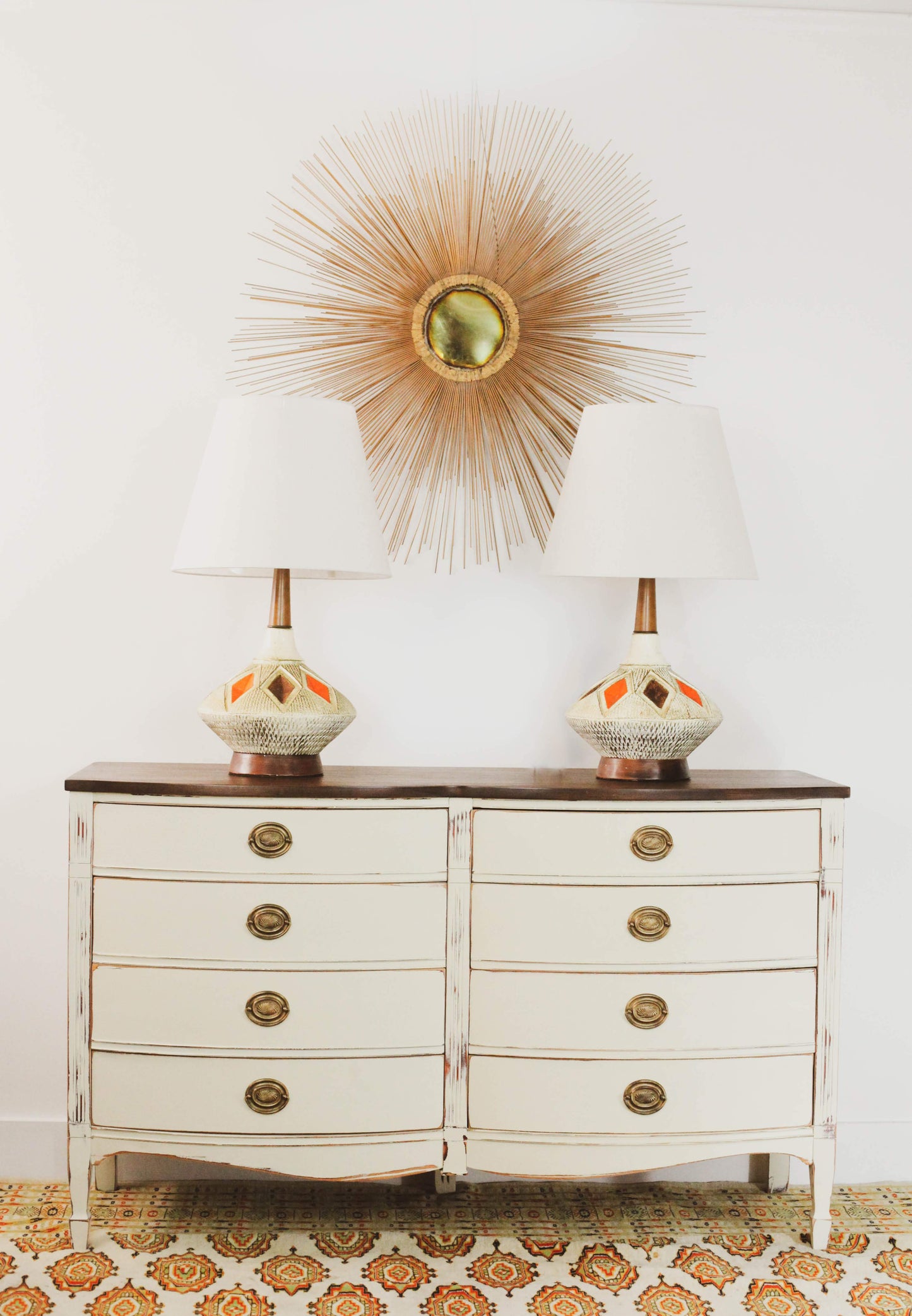 Dixie Double Bow Front Dresser – Walnut & Wool