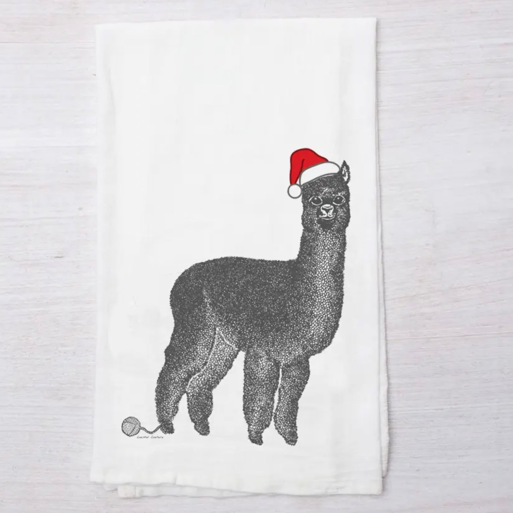Santa Alpaca Tea Towel