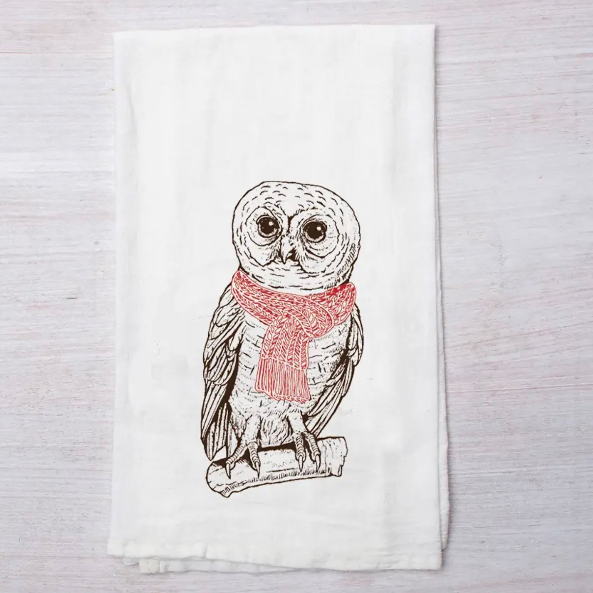 Holiday Owl Tea Towel