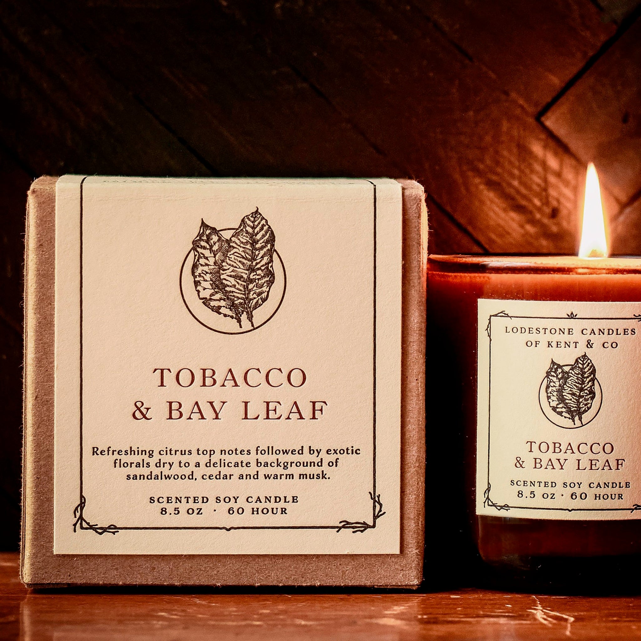 Lodestone Candles Tobacco & Bay Leaf