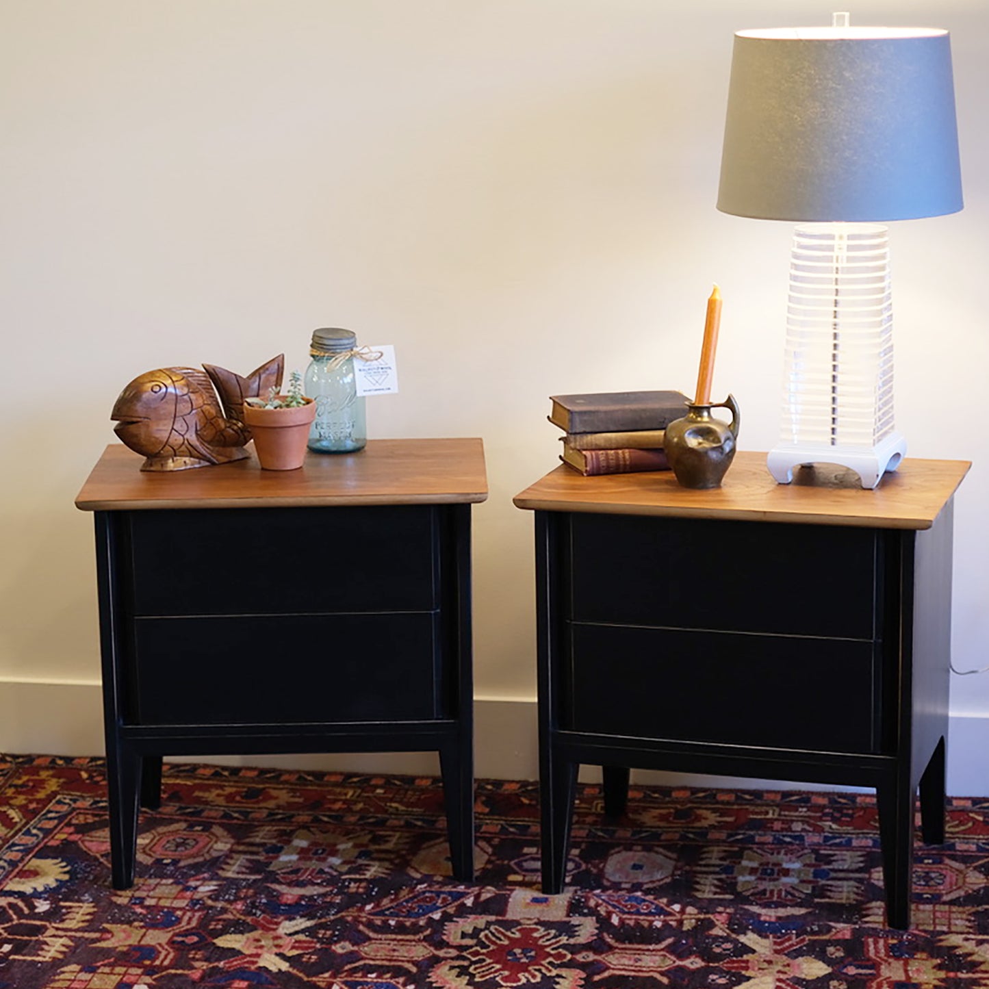 MCM Lamp Black End Tables (Set)