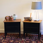 Load image into Gallery viewer, MCM Lamp Black End Tables (Set)

