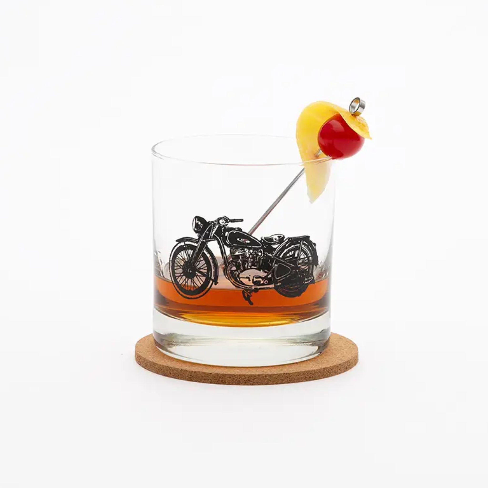 Motorcycle Rocks Glass