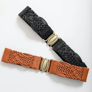 Oval Buckle Braided Belt