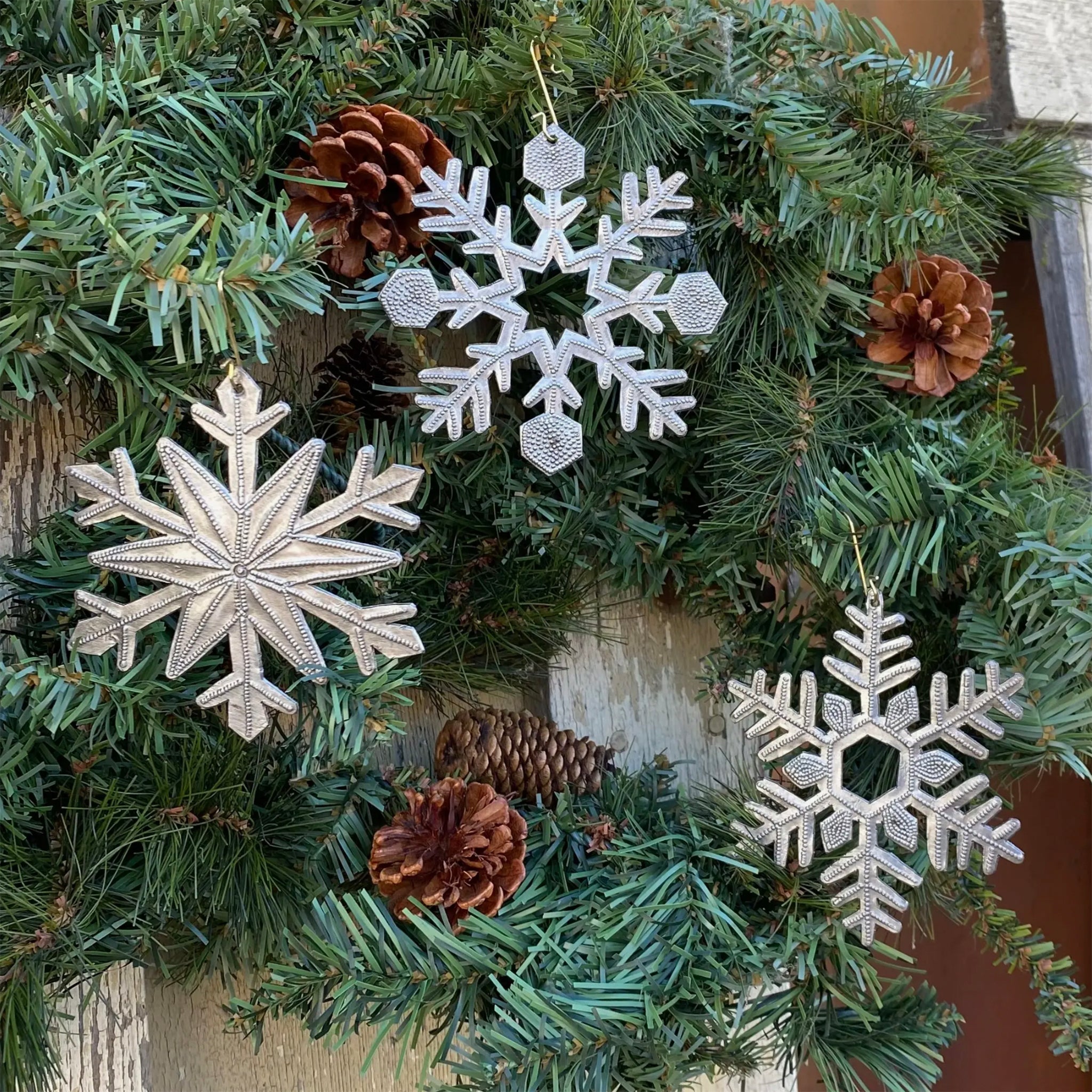 Recycled Metal Snowflake Ornament