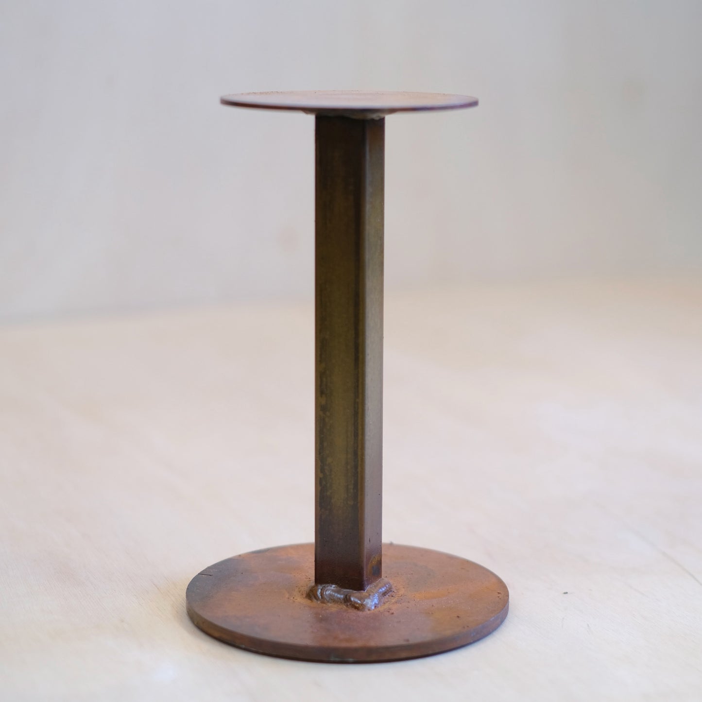 Repurposed Steel Pillar Candle Holder