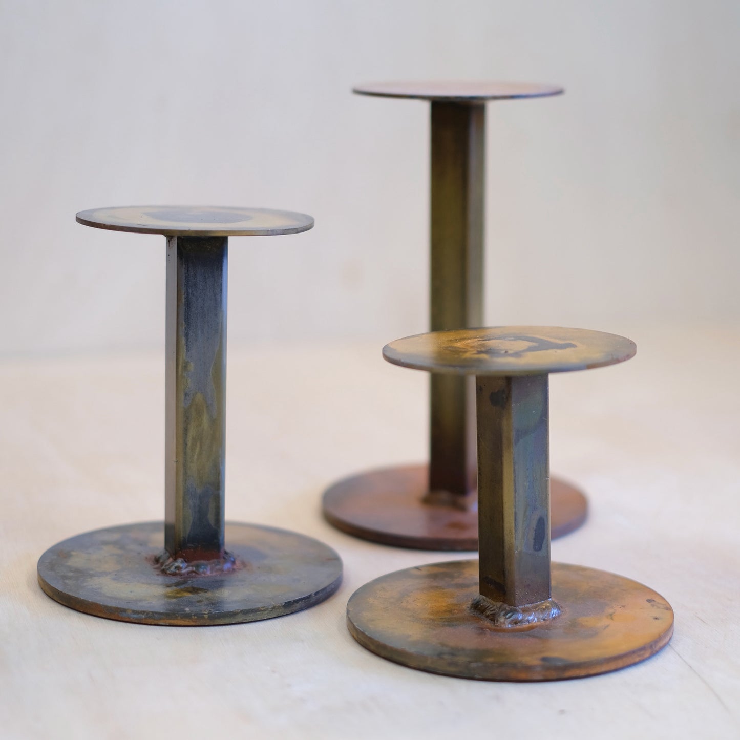 Repurposed Steel Pillar Candle Holder